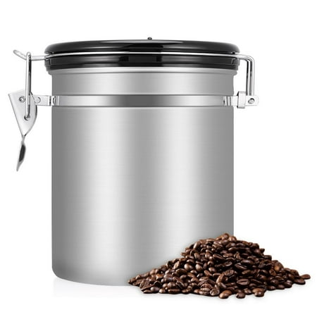 Coffee Canister Airtight,CO2 Valve Maximizes Freshness,Stainless Steel,Airtight Design,Holds Ground Coffee or Whole (Best Airtight Coffee Canister)