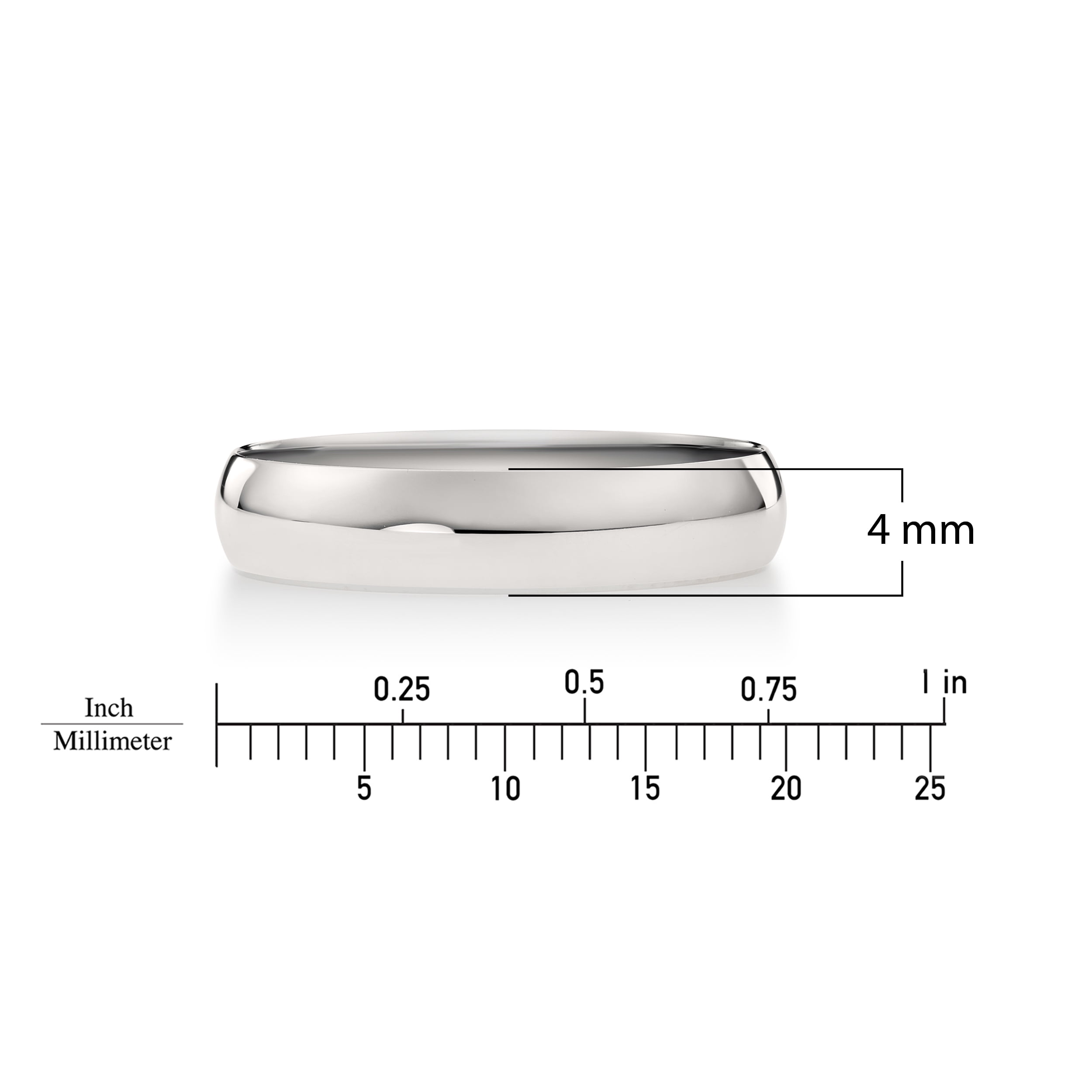 Oxford Ivy Men's 14K White Gold 4mm Traditional Fit Plain Wedding Band Ring Size 13