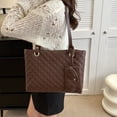 thumbnail image 2 of Bolsa De Hombro Bolso de hombro acolchado de cuero PU para mujer, 2 uds., bolso cruzado, bolso de dinero (café), 2 of 8