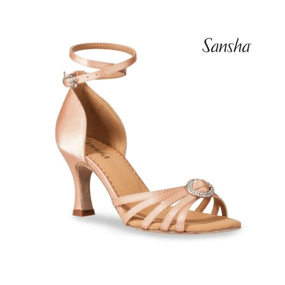 Sansha BAILEE BR31073S Ladies' Ballroom Shoes, Elegant Satin & Brooch Detail for Performance