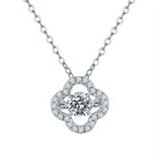 Messi Jewelry Smart Lucky Grass S925 Silver Plated Platinum Mosan Diamond Necklace 50 points Grade D