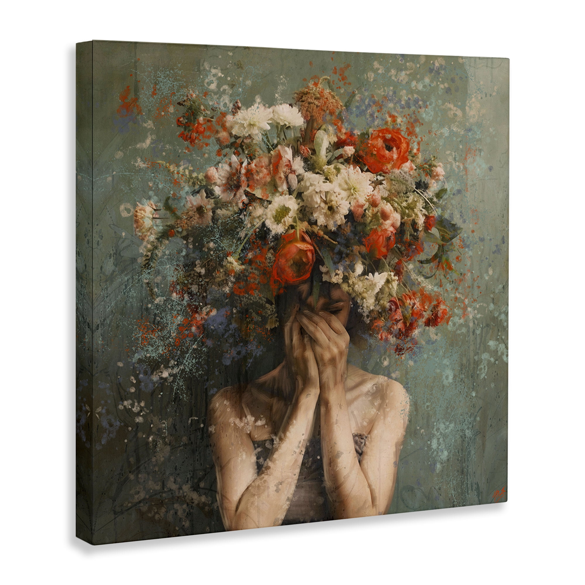 Stupell Industries Floral Figure Portrait Floral & Botanical Painting Wrapped Canvas Art Print Wall Art, 24 x 24