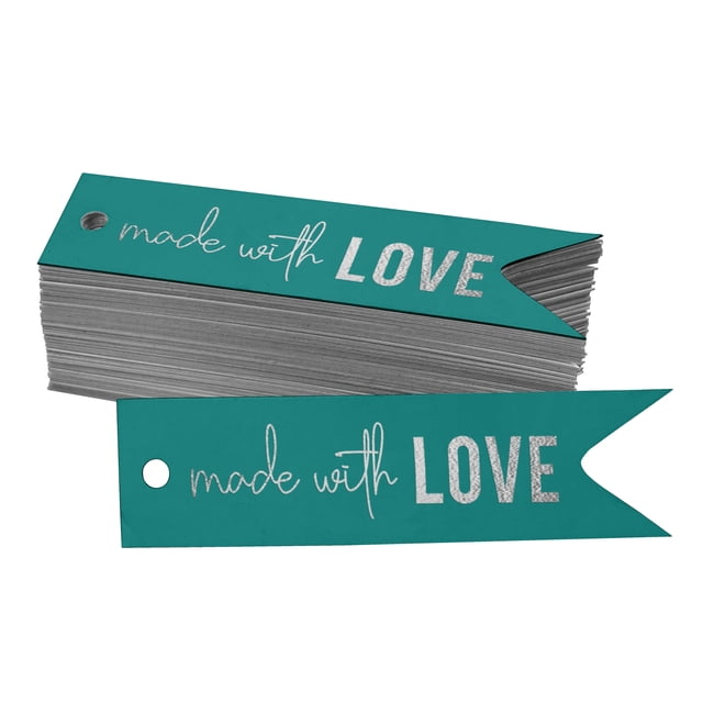 Inkdotpot Pack Of 50 Real Silver Foil Paper Tags Made With Love Text Favor Hang Tags