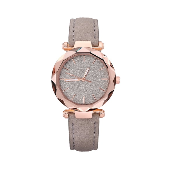 Reloj de cuarzo para mujer, relojes para mujer, reloj de cuarzo de moda informal para mujer, reloj con esfera centelleante y correa de cuero.