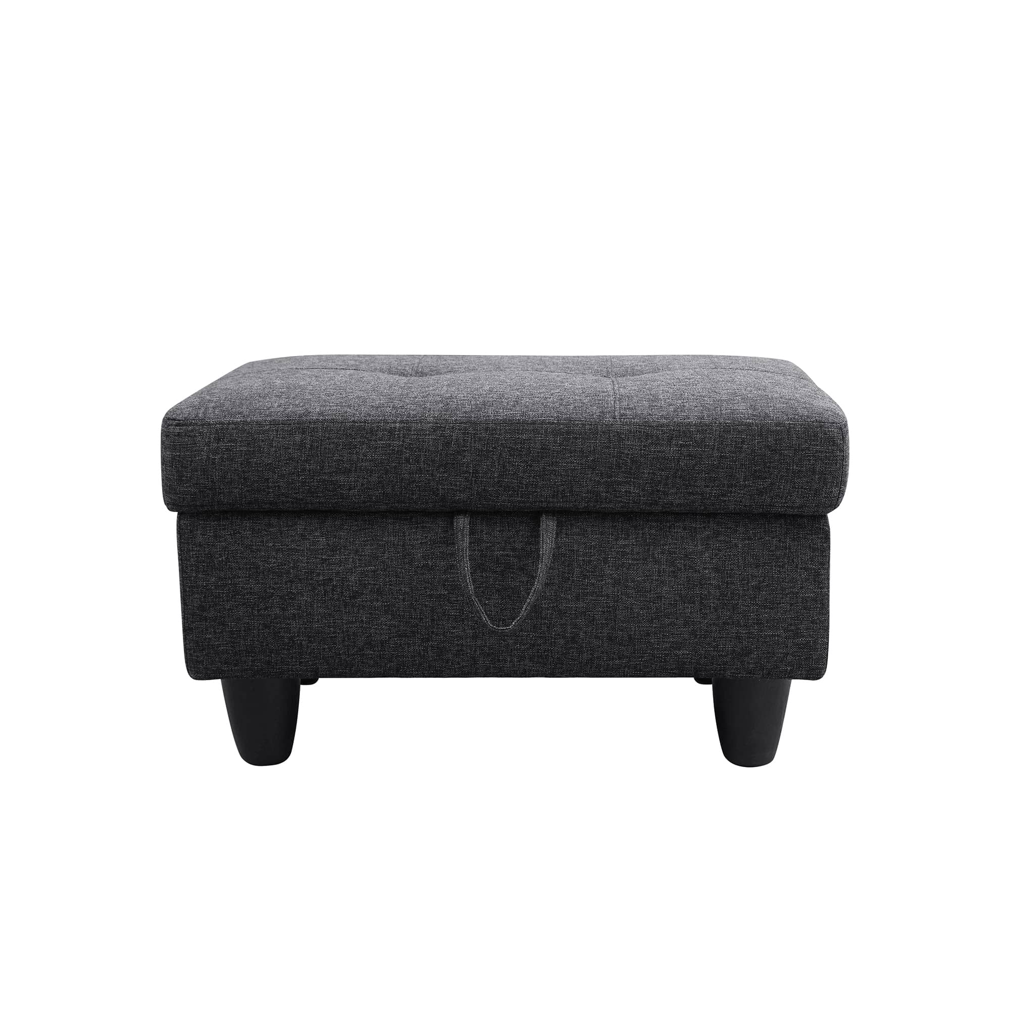 MAYEERTY Black Grey Linen Living Room Sectional Sofa Set