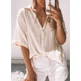 thumbnail image 3 of Blouses en Chiffon Col en V pour Femmes Manches Ballon Décontractées, 3 of 6