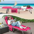 thumbnail image 4 of Goplus 2 Pcs Chaise Longue Pliante d'Extérieur à 5 Positions avec Repose-Pieds Réglable Rose, 4 of 8