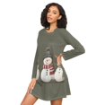thumbnail image 3 of FORMRS Womens Long Sleeve Nightgowns Crew Neck Sleep Shirt Soft Pajamas Sizes S-3XL, Gray Cute Snowmen, 3 of 8