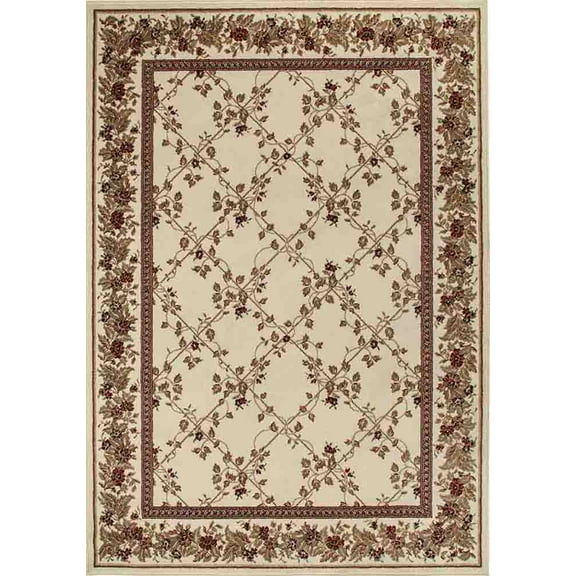 Radici Usa Como Area Rug 1590 Traditional Ivory Petals Leaves 8' x 8' Round