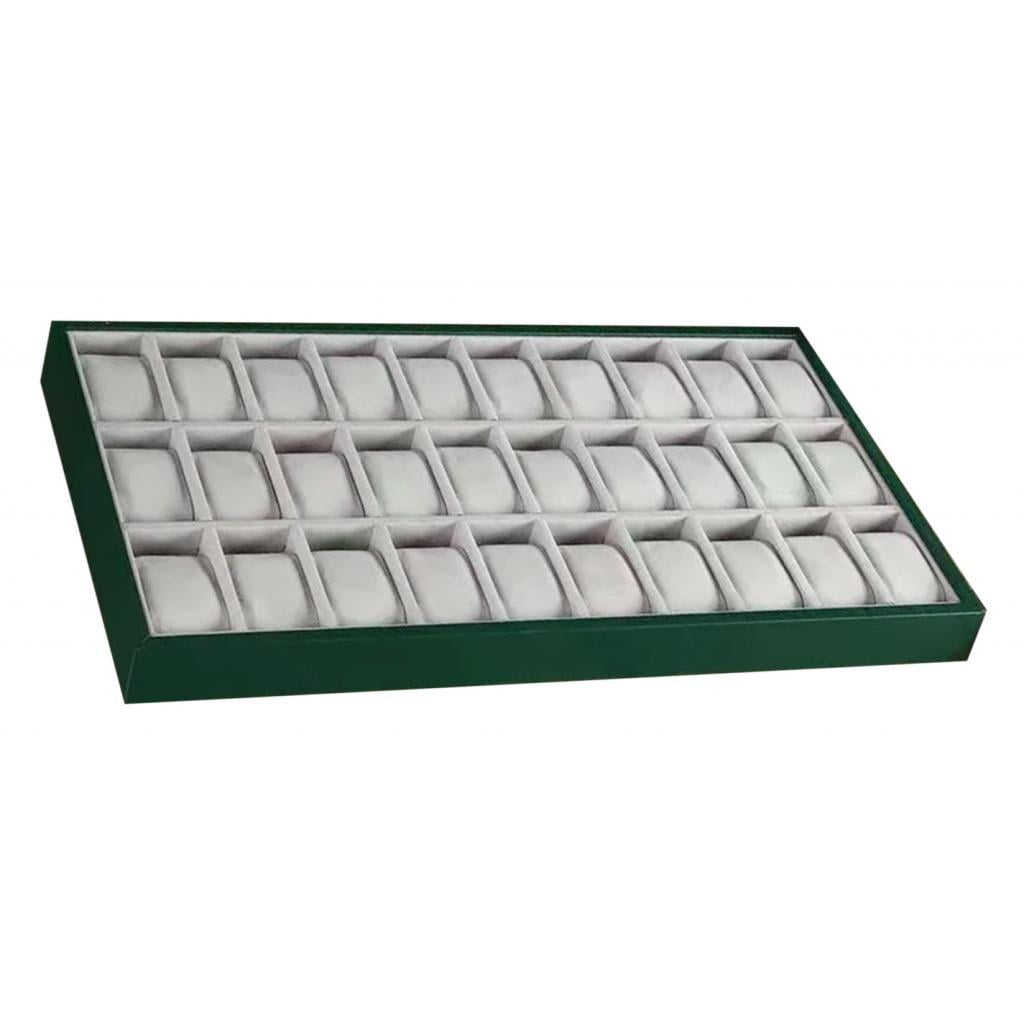 Emibele Plateau de rangement pour lunettes de soleil, 8 compartiments, plateau en velours empilable, pour lunettes, montres, bijoux, vitrine, gris