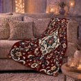 thumbnail image 6 of Burgundy Autumn Damask Floral, Festive Halloween Scene, Warm Flannel Blanket for Living Room and Reading Nook with Detailed Artwork, Art Lovers Halloween Gift, Festive Home Decor, 6 of 9