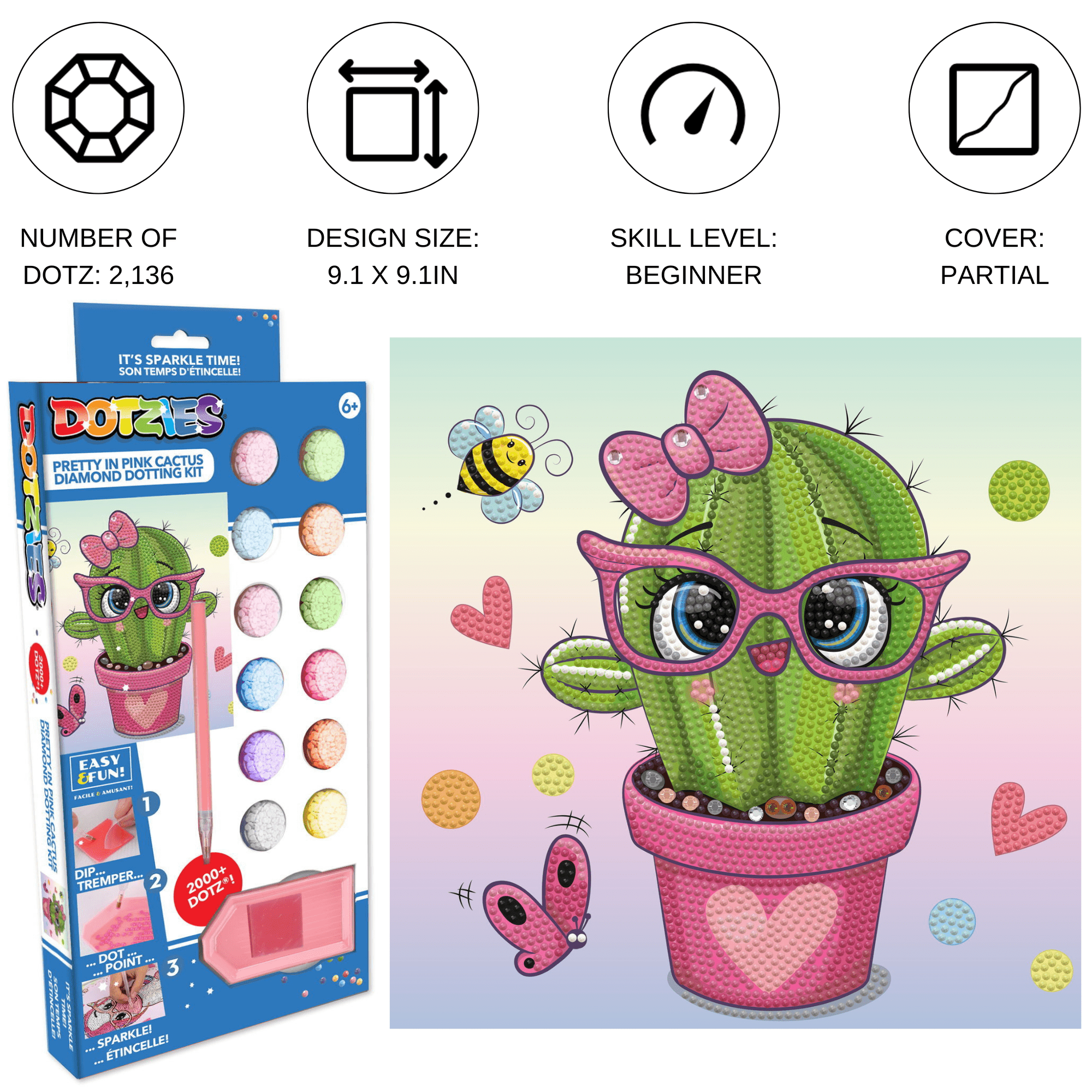 Diamond Dotz Dotzies Pretty in Pink Cactus Plant Diamond Painting