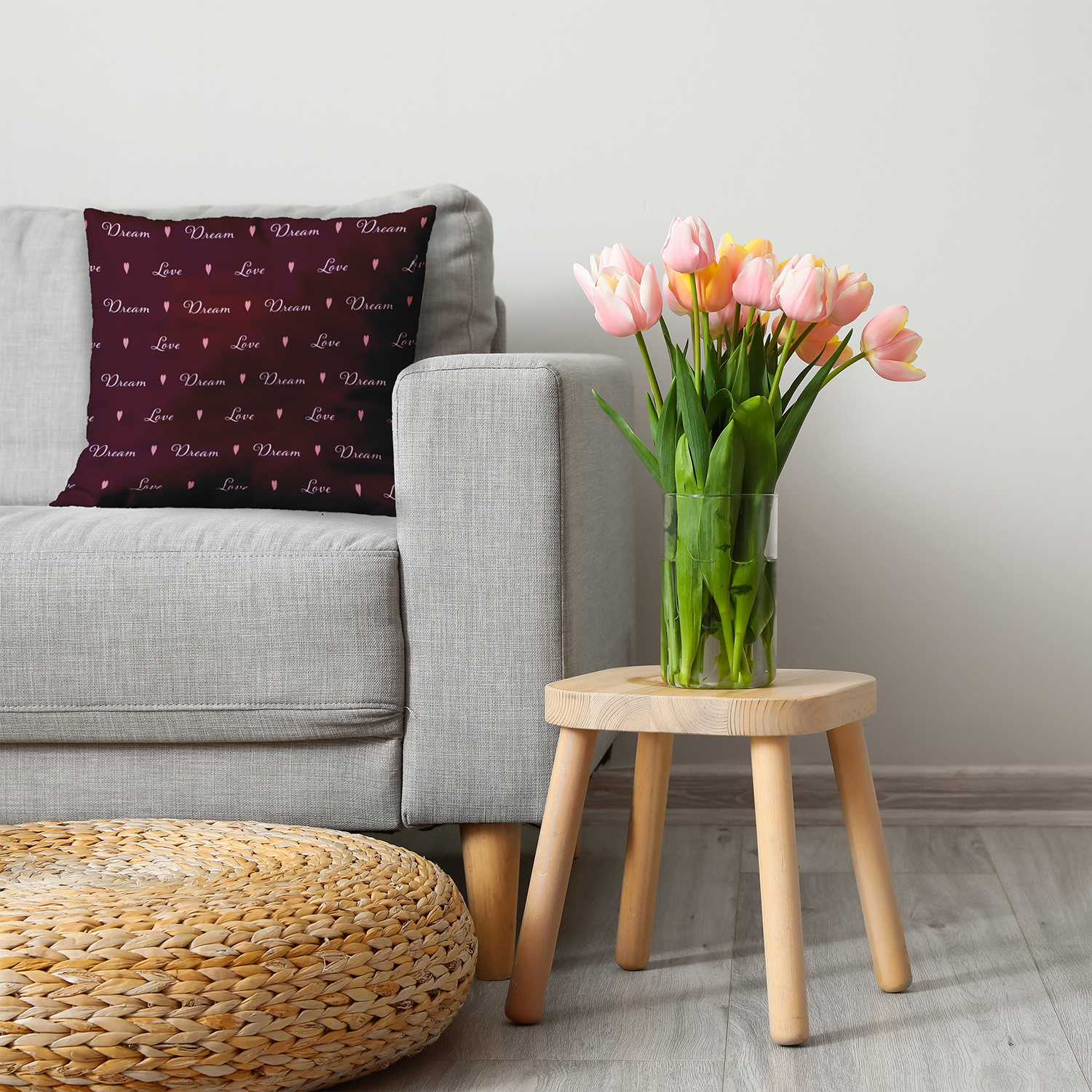26" x 26" Simply Daisy Love Dream Polyester Accent Pillow, Burgandy Qty 1