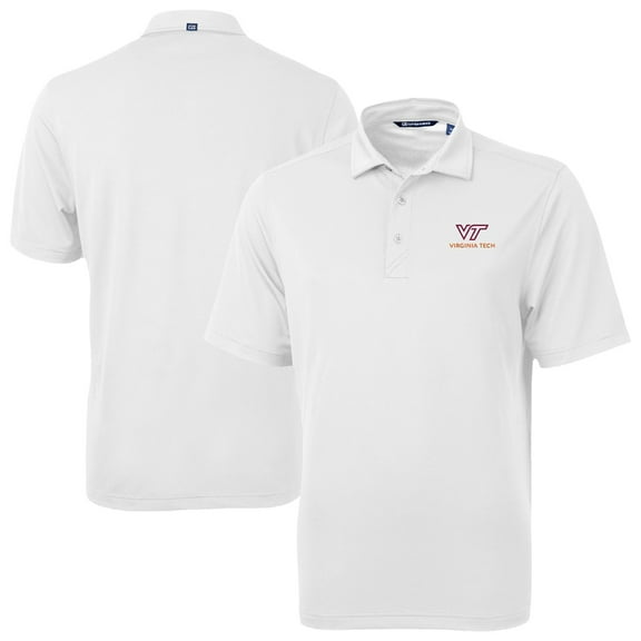 Men's Cutter & Buck White Virginia Tech Hokies Virtue Eco Pique Recycled Polo