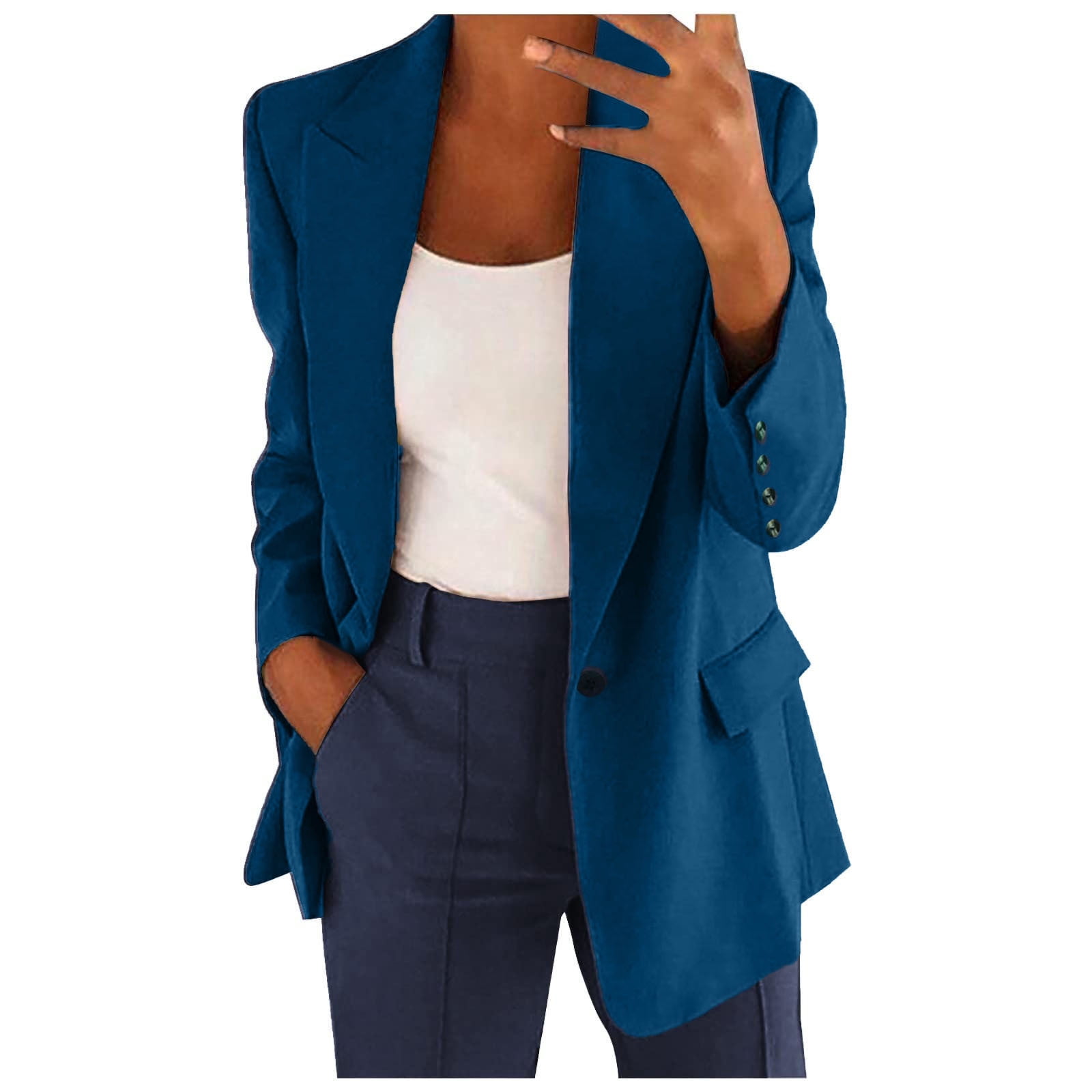 yardsong Womens 2 Piece Blazer Suit Blazer Sets Women Outfits Dressy Pant  Suits Business Casual Outfits Loose Straight Leg Pants Work Set Navy,XXXXXL  - Walmart.com