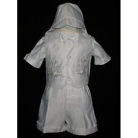 

INFANT BOY & TODDLER CHURCH BAPTISM VEST SHORTS SUIT SILVER 0 1 2 3 4 (0M-30M)