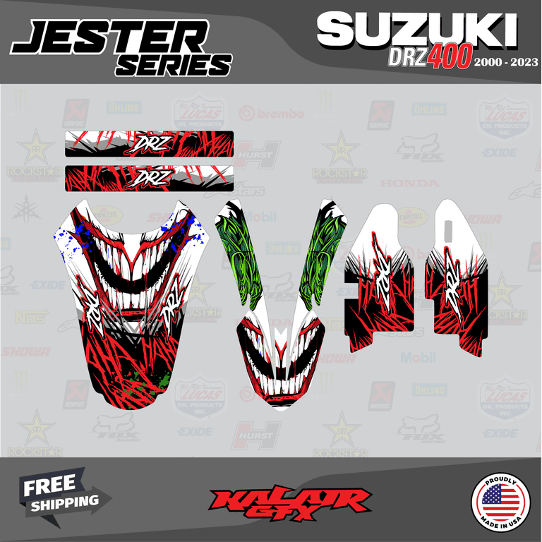 Kalair GFX Graphics Kit for Suzuki DRZ 400SM (2001-2023) Enigma Series Blue-shift 21 Mil - Dirt bike Custom Racing Graphics Decals Stickers Kit, no-plastics, Graphics - Canada