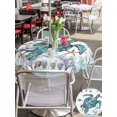 thumbnail image 4 of Outdoor Tablecloth with Umbrella Hole and Zipper, Coastal Turtle Round Table Cloth 54 Inch Waterproof Tablecloth, Nautical Starfish Coral Jellyfish Stripes Picnic Table Cover for Patio Camping, 4 of 7