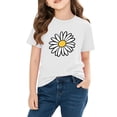 thumbnail image 2 of Cethrio Girls Cotton T-shirts, Short Sleeve Crew Neck Casual Summer Graphic Tees for Girl White Size 5T, 2 of 3