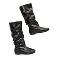 thumbnail image 2 of Goodw7 Women Knee High Pull On Boots, Soft Leather Ruched Flat Heel Bootie, Vintage Retro Winter Footwear for Daily Outing Commute Travel Shopping, 2 of 9