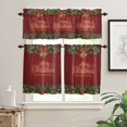 thumbnail image 2 of Merry Christmas Kitchen Curtains and Valances Set, Modern Ball Pine Branch Ribbon Rod Pocket Window Valance 18 Inch Window Curtain Panels for Living Room Bedroom Laundry, 27.5x24in, 3 Pieces, 2 of 7