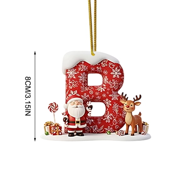 Decoraciones de Árbol de Navidad 2D Acrílico Decoración Carta Colgante con 26 Letras Diy Navidad Decoración Del Hogar Ornamentos Del Árbol de Navidad