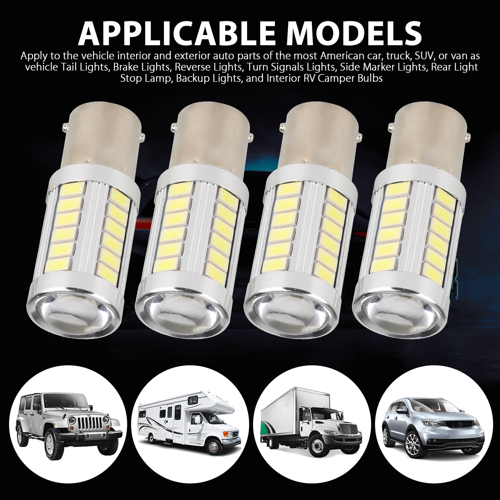 Details about   10X 1156 BA15S 18-SMD RV Camper Cool White LED Light Bulbs Tail Backup USA STOCK