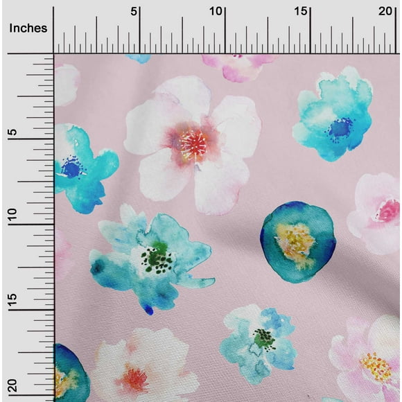 oneOone Tissu Georgette Viscose Imprimé Fleur Aquarelle Tissu BTY 42 Pouces de Large