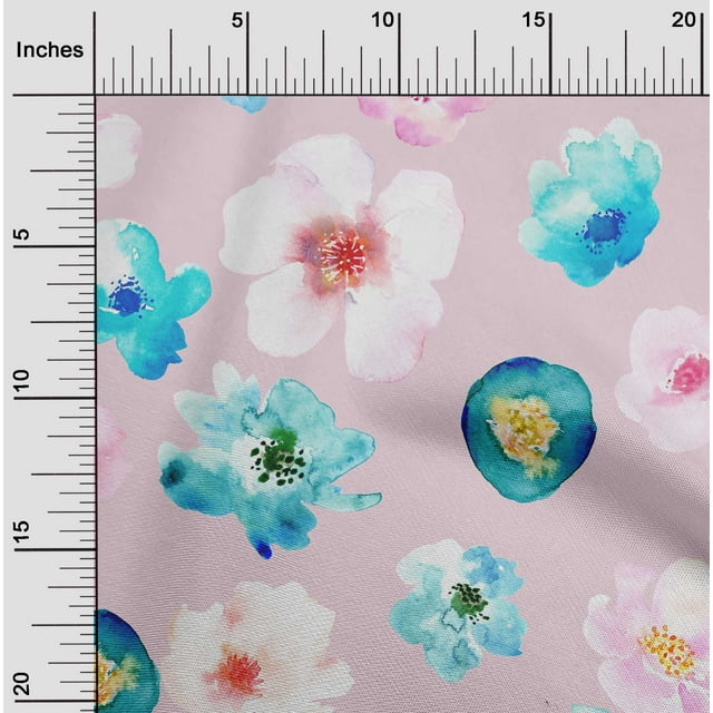 oneOone Silk Tabby Fabric Flower Watercolor Decor Fabric Printed BTY 42 Inch Wide