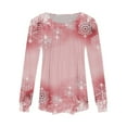 Christmas Shirts for Women Trendy Xmas Snowflake Print Tshirts Pleated