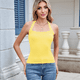 thumbnail image 4 of Camisetas Sin Mangas de Canalé para Mujer (2025), de Punto con Cuello Cuadrado, Básicas e Informales de Verano. Amarillo S, 4 of 8
