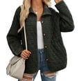 thumbnail image 3 of Female Quilted Jacket Casual Winter Open Front Button Down Puffer Coat Outwear Cardigan Black XXL, 3 of 8