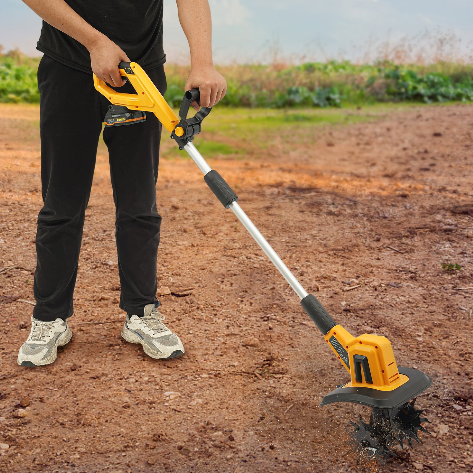 1 PCS Cordless Tilling Machine, Lithium Battery Garden Micro Tiller, Portable Tilling Machine, used for plowing, tilling, weeding, and turning over the soil