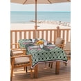 thumbnail image 2 of Outdoor Tablecloth with Umbrella Hole for Patio/Picnic/Party/Camping, Farmhouse Flowers Waterproof Table Cloth Rectangle Table Cover Washable, Ethnic Retro Abstract Pattern Lattice (54"x 80"), 2 of 8