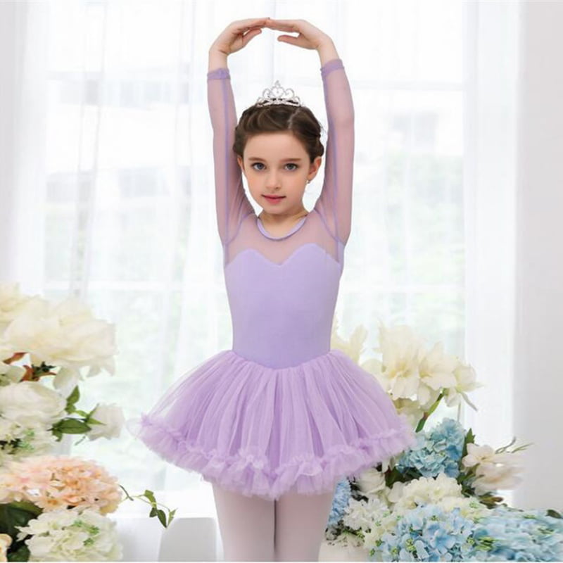 Toddler Girls Gymnastics Leotard Dress Ballet Dance Tutu Skirt Dancewear Costume 