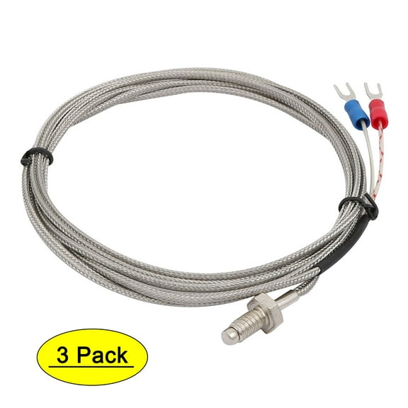 3 Pcs 1/4" Dia Thread K Type Temperature Sensor Thermocouple Probe 2 Meters Long