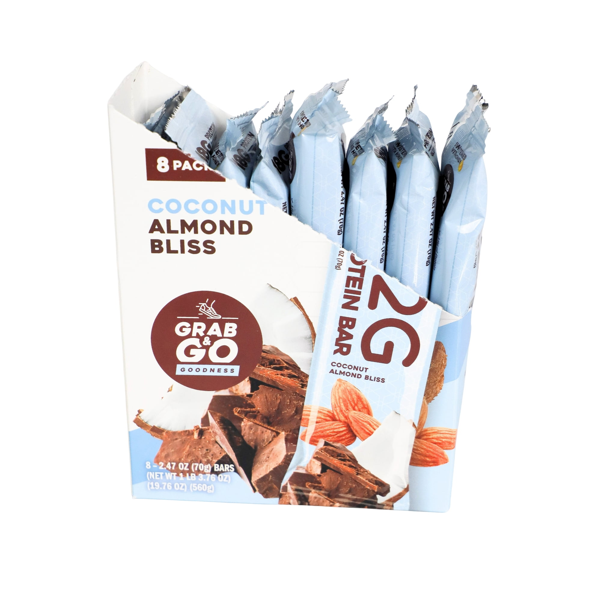 G2G Protein Bar, Coconut Almond Bliss, Gluten-Free, Clean Ingredients, Refrigerated for Freshness, (Pack of 8)