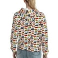 thumbnail image 7 of Fotbe Transport Pattern Womens Long Sleeve Hoodie, Pullover Hooded Sweatshirt, Kangaroo Pocket Hoodie with Eye-catching Drawstrings-Small, 7 of 7