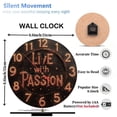 thumbnail image 2 of 10-Inch Silent Wooden Wall Clock, " Live With Passion Clock Wall Art Home Decor "  Silent Non-Ticking Clock, Battery Operated (AA Batteries Not Included), Artistic Home Decor, 2 of 8