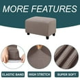 thumbnail image 4 of Ottoman Cover Rectangle, Stretch Ottoman Slipcovers 1 Piece Footstool Protector Covers Plaid Storage Ottoman Slipcover with Elastic Bottom for Living Room -Blue-Large, 4 of 8