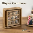 thumbnail image 2 of Sfugno Challenge Coin Display Wooden Double-Sided Rotatable Case Organizer Box Holds 33 Coins, Rustic Brown, 2 of 7