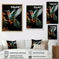thumbnail image 4 of Designart "Blue Orange Animal Hummingbird" Animals Floater Framed Wall Art Living Room, 4 of 7
