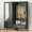 1 Drawer Black, variant on 75" Tall Metal Armoire Wardrobe Closet with Mirror Doors and Drawer, Adjustable Hanging Rod and Adjustable Shelf, Freestanding Storage Cabinet Organizer for Bedroom, Office, Laundry Room,Black