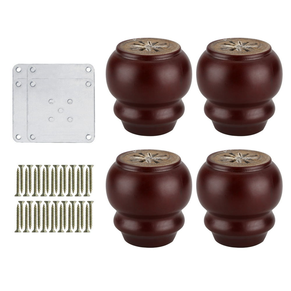 3" Solid Wood Furniture Leg Desk Chair Feet Replacement Adjuster Set of