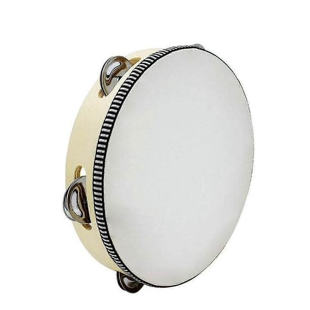 Tambourine, Black Wood Rim Tambourine 10 Inch Hand Clapping Birthday Party Pandero Percussion Instrument
