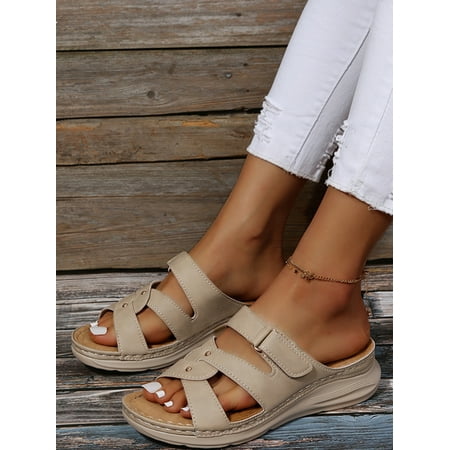 

Fangasis Wedge Sandals for Women Orthotic Slides Lightweight Comfort Slippers Summer Beach Sandal with Arch Support