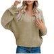 thumbnail image 1 of Puntoco suéter de invierno para mujer nuevo suéter de punto suelto europeo americano con cuello en V abrigo superior para mujer liquidación de Navidad Puntoco Puntoco-1702, 1 of 6