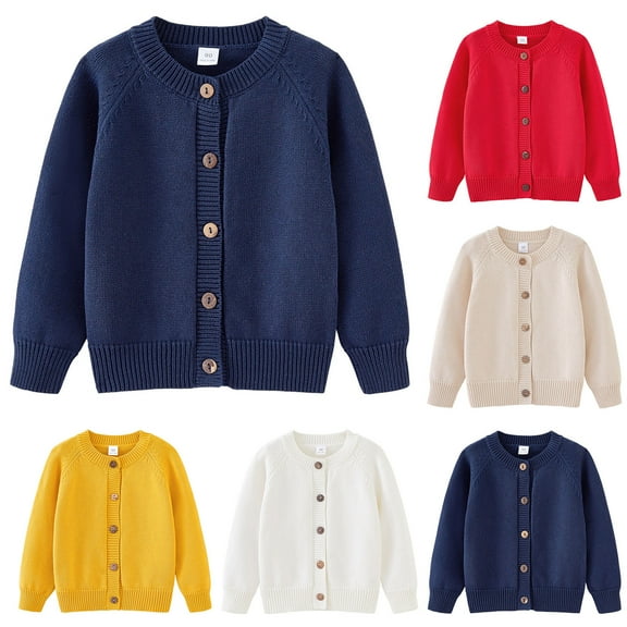 Boys Winter Coats Size 8-20 Girls Cardigan Sweaters School Uniforms Cotton Crew Neck Button-Down Solid Cotton Knit Sweater Sweaters For Teens Preppy