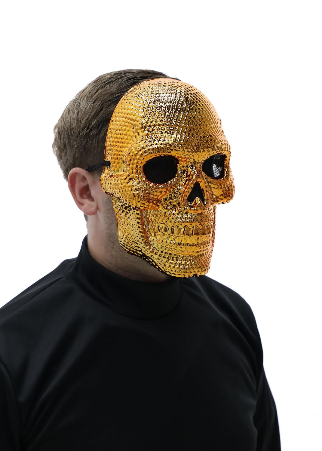 Façon de célébrer l'accessoire de costume de masque de crâne de strass d'or d'halloween unisexe adulte