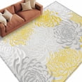 thumbnail image 2 of Yellow Grey Chrysanthemum Area Rugs 5x8 for Living Room, Farmhouse Botanical Floral Modern Non Slip Washable Rug Runner, Low Pile Indoor Floor Carpet Mat Bathroom Rugs for Bedroom, Kids Room, 2 of 9